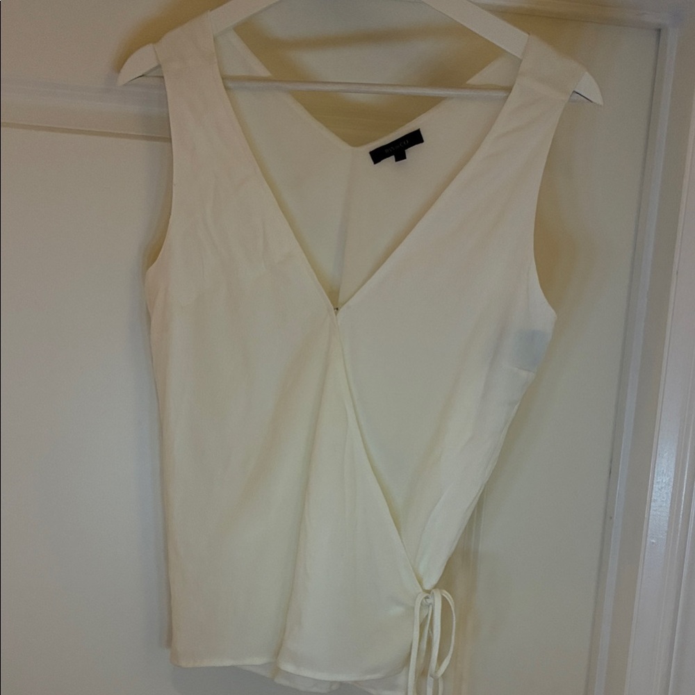 RW&CO. White Sleeveless Wrap Blouse